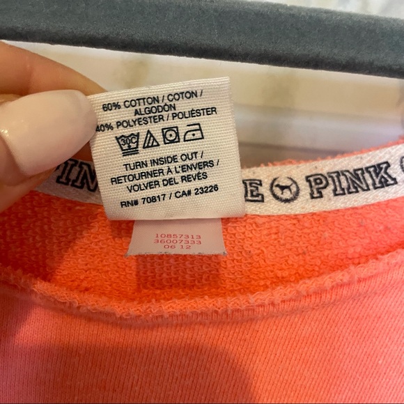 Victoria’s Secret PINK neon coral small sweater pullover v-neck long sleeve cozy - Picture 5 of 9